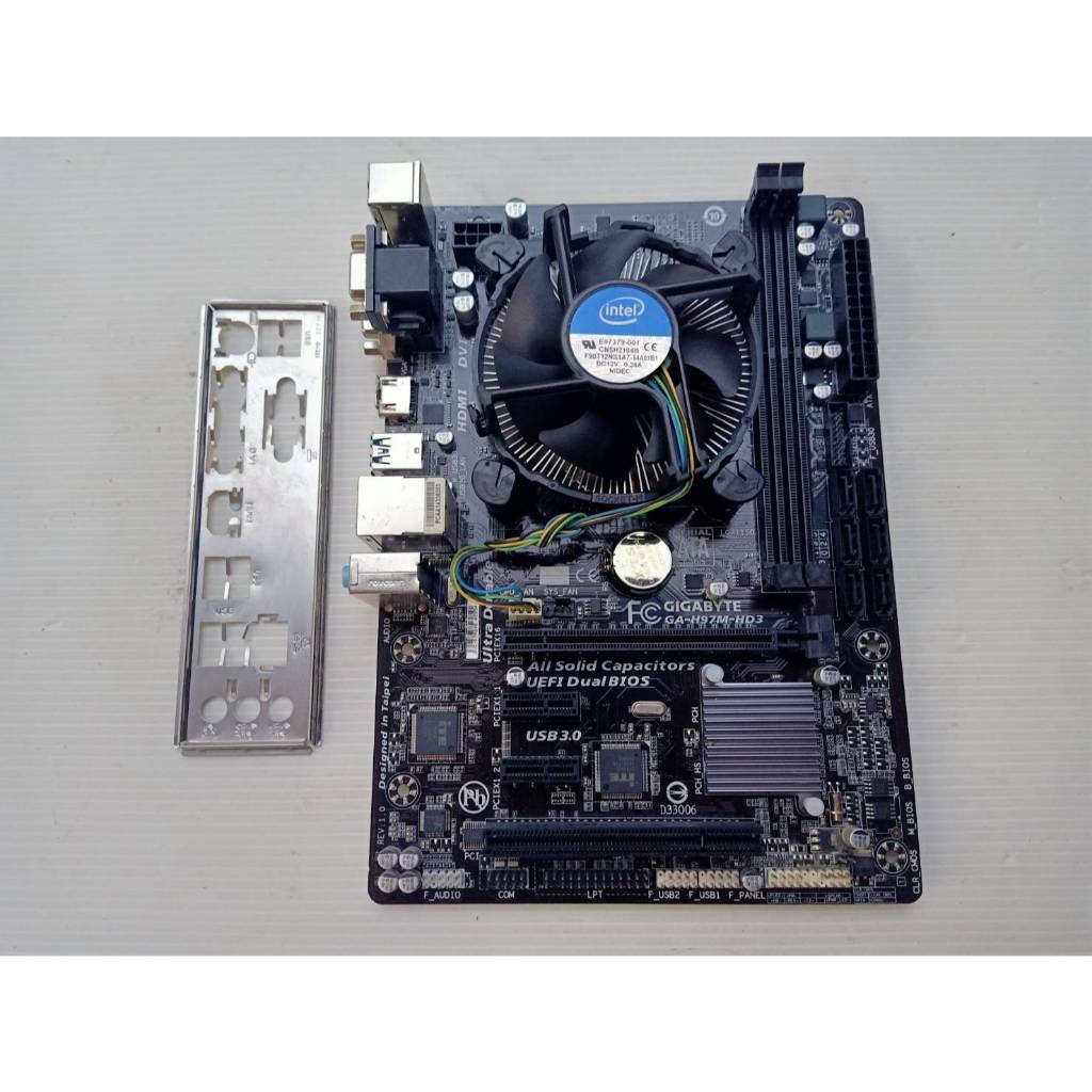 Mainboard 1150 Gigabyte GA-H97M-HD3 มีฝาหลัง +CPU Core i5-4570 พร้อมซิงค์พัดลม