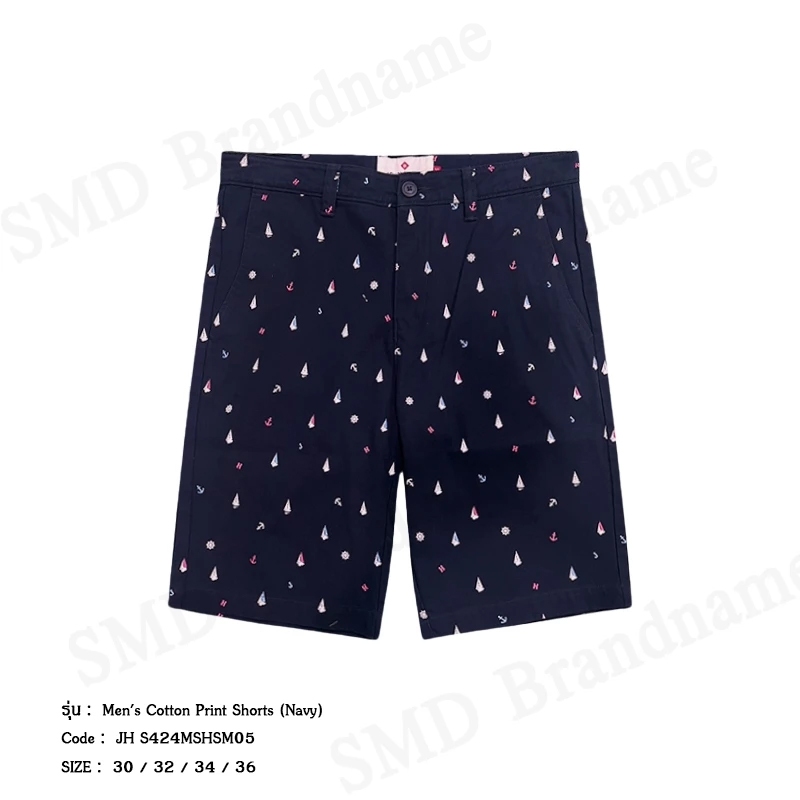 John Henry กางเกงขาสั้นผู้ชาย รุ่น Men's Cotton Print Shorts (Navy) Code: JH S424MSHSM05