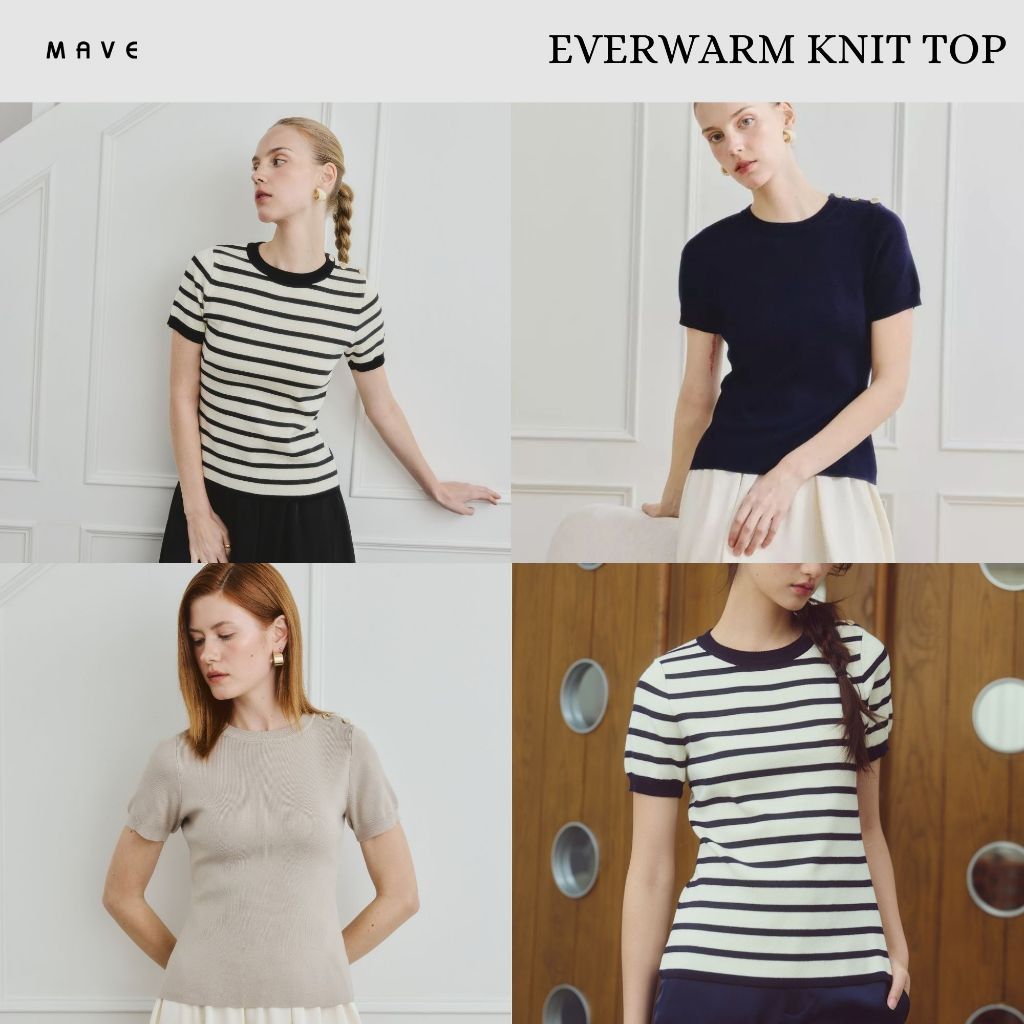 MAVE เสื้อรุ่น Everwarm knit top สี Navy,Black stripe,Griege,Navy stripe