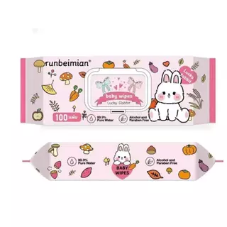(1-3 ห่อ) ทิชชู่เปียก ลายโบว์กระต่าย ห่อจัมโบ้ Baby Wipes 100 แผ่น tissue14 ทิชชู่อเนกประสงค์ ใช้งานสะดวก มีฝาปิด