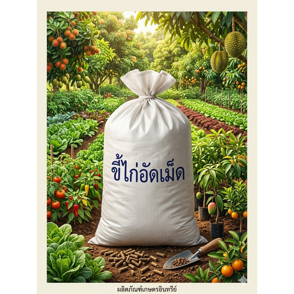 ขี้ไก่อัดเม็ดขนาด2กก. ไม่ผสมดินละลายง่าย