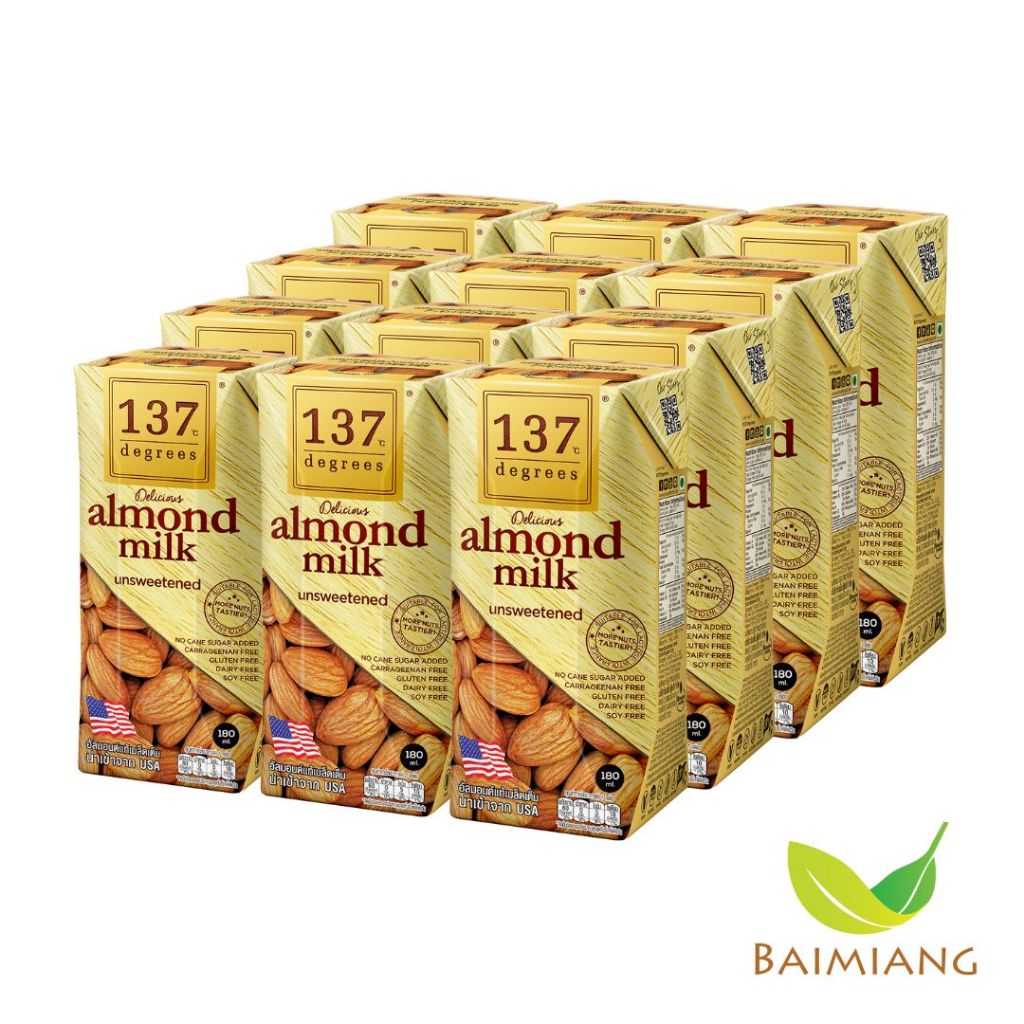 [4 แพ็ค] 137 Degrees นมอัลมอนด์ สูตรอันสวีทแทนด์ ขนาด 180 มล. (03589-12)