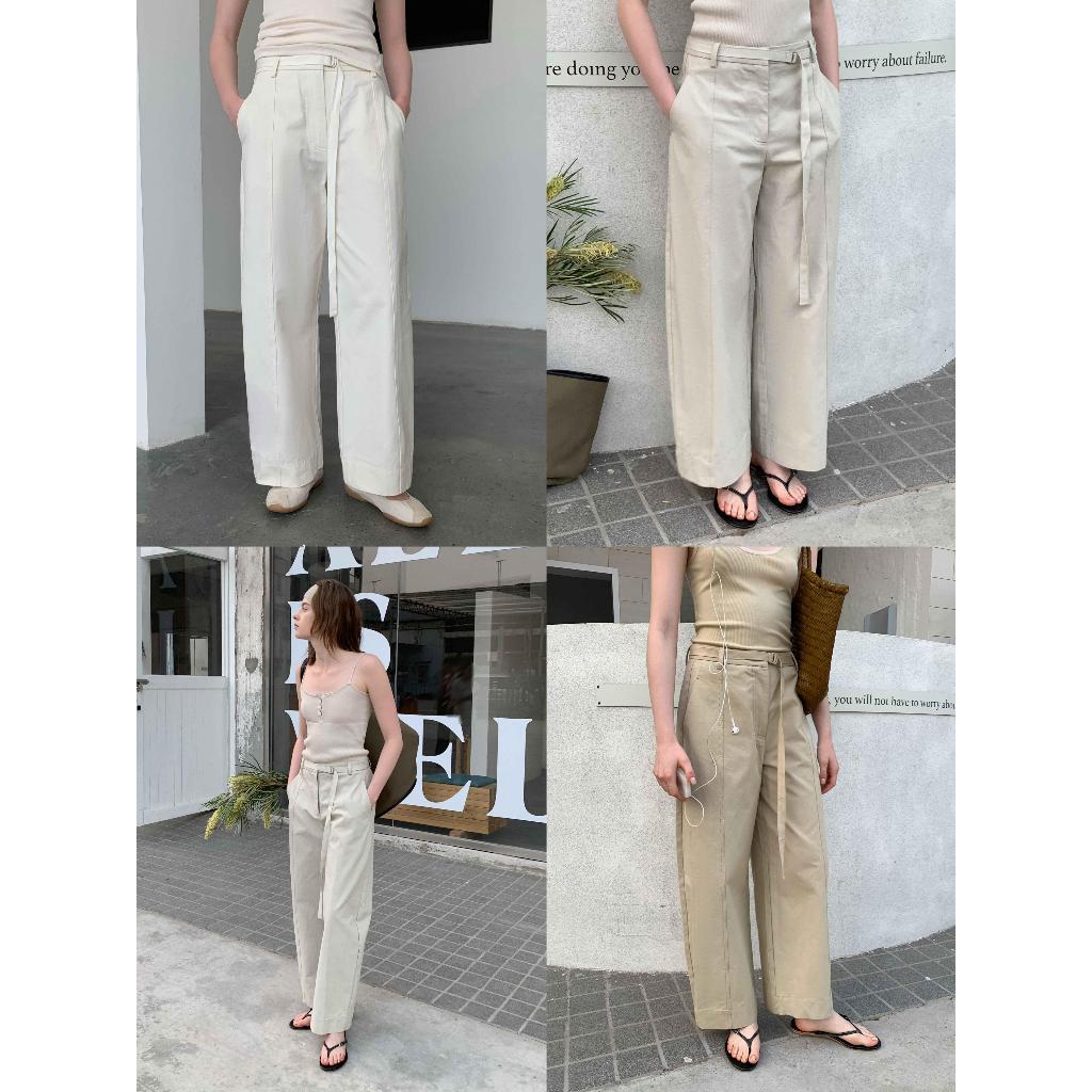 INBYIN - กางเกงขากระบอกมาพร้อมเข็มขัด WIDE LEG TROUSERS - D8088