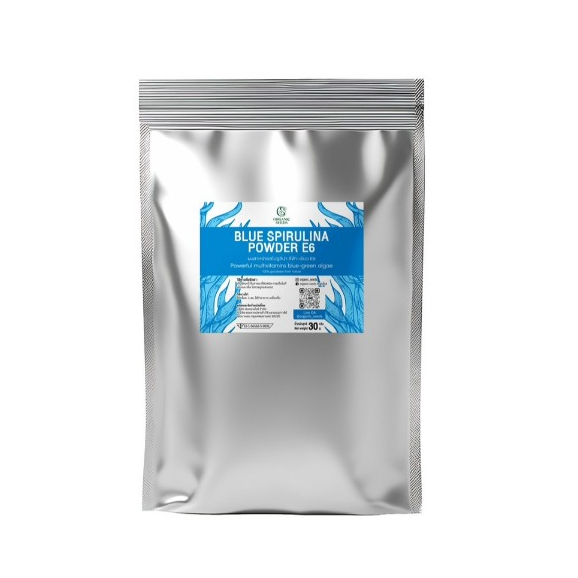 ผงสาหร่ายสไปรูลิน่าสีฟ้า 30 กรัม (เกรด E6) ( Blue Spirulina Powder )