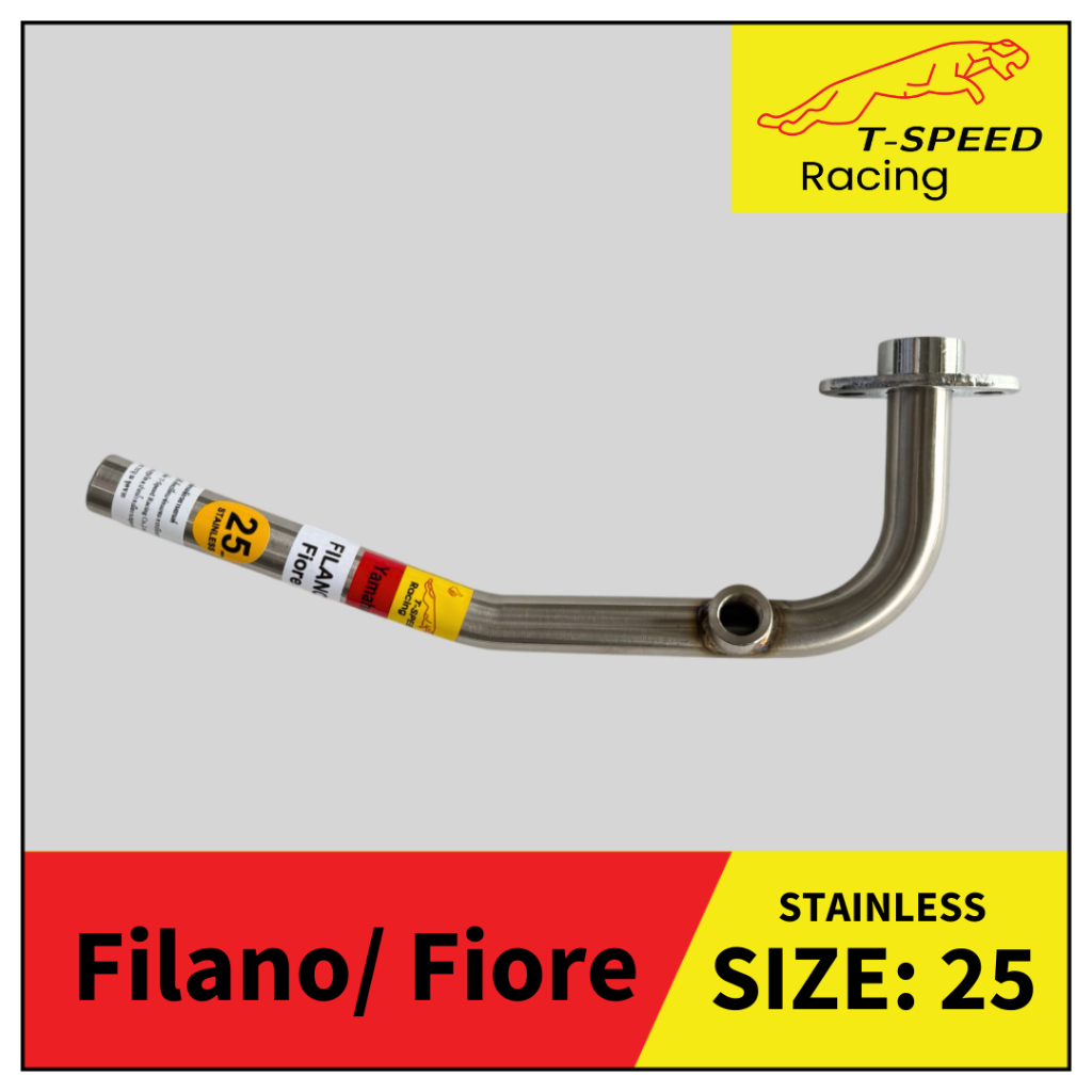 [ฟรีประเก็นปากท่อ] คอท่อ Yamaha Filano/ Fiore สแตนเลส 304 Size 25 mm.