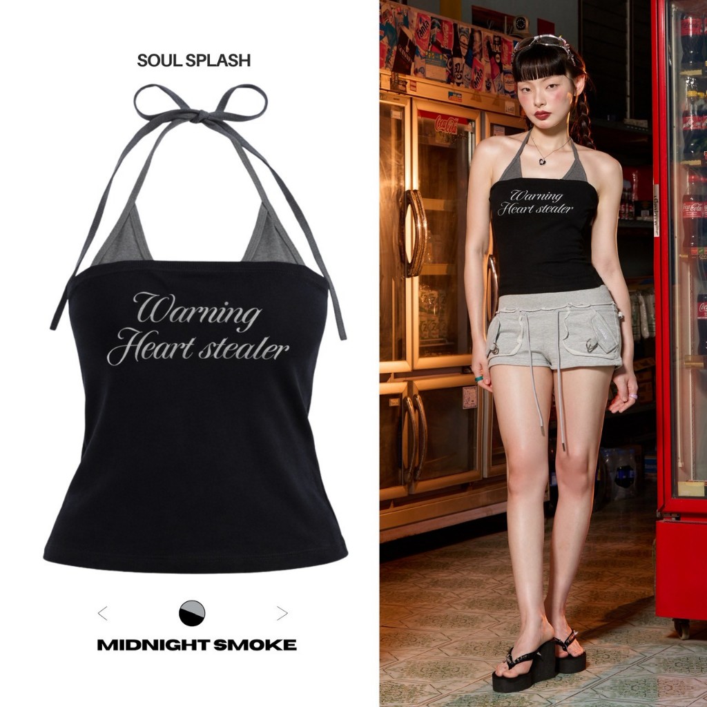 Soul Splash เสื้อคล้องคอ เข้ารูป ผ้าซีทรูบางส่วน ฟรีไซส์ รูปที่ 4