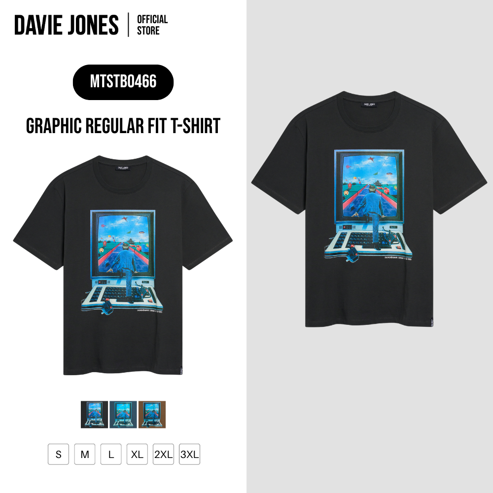 DAVIE JONES [BE FEARLESS] เสื้อยืดผู้ชาย Graphic Regular Fit T-Shirt สีเทาเข้ม เทาอ่อน น้ำตาล TB0466