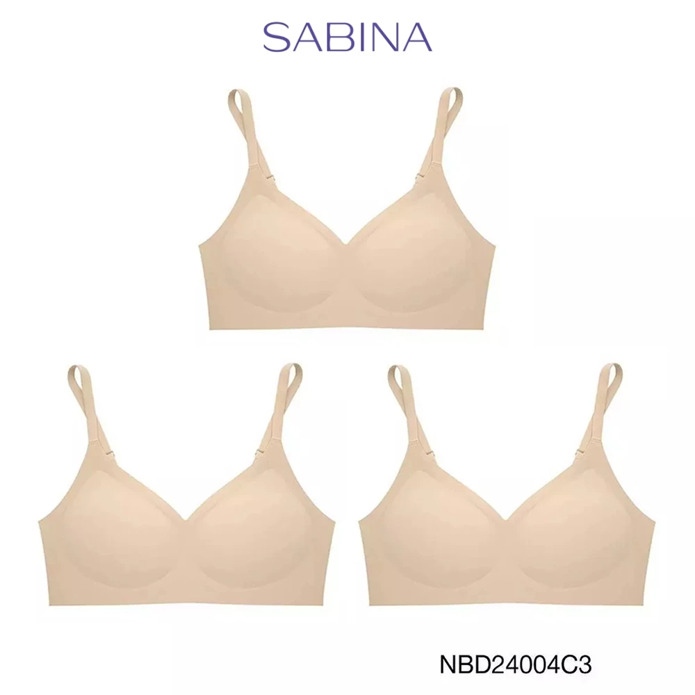 [Online Exclusive] (Set 3 ชิ้น) Sabina Perfect Bra Level 1 เสื้อชั้นใน ไร้โครง รหัส NBD24004C3 - สีเนื้อเข้ม