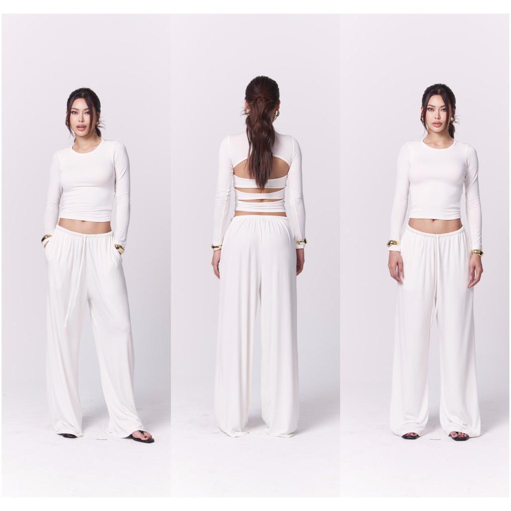 Atipashop - Tierwave Longsleeve เสื้อยืดแขนยาว เปิดหลัง ผ้าเรย่อน ผ้ายืดใส่สบาย