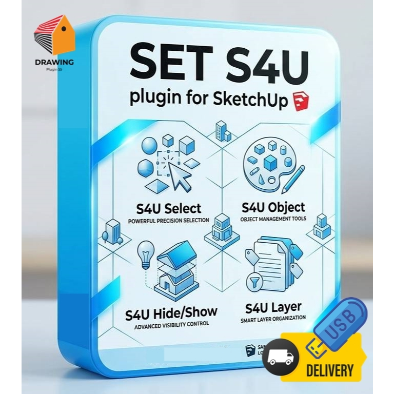 ชุด Plugin S4U 28 ตัว For SketchUp 2023-2026 ⭐จัดส่งshopee express only
