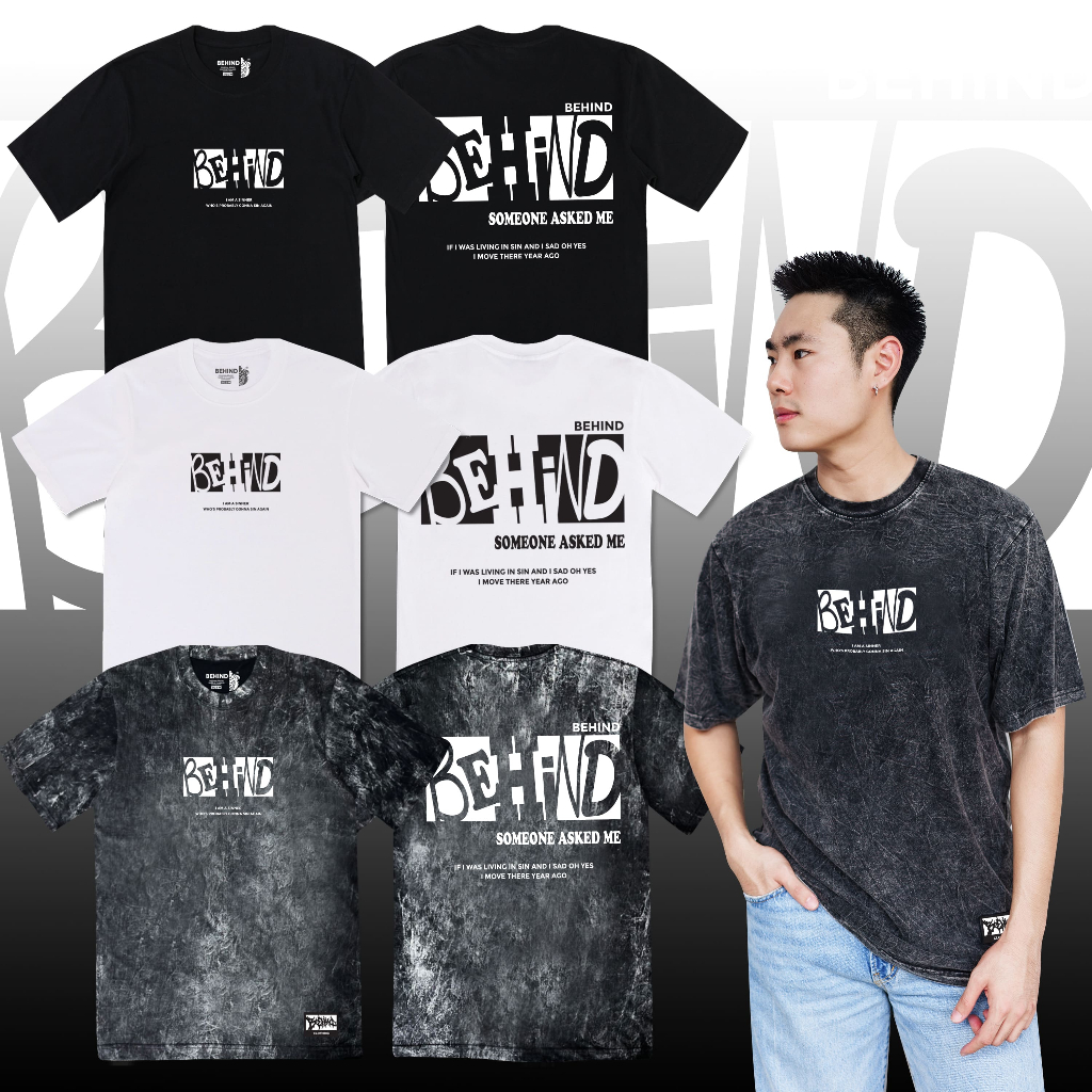 BEHIND เสื้อยืด “ SOMEONE ASKED ME “ แขนสั้น แขนยาว แนวสตรีท Oversize เสื้อยืดชาย หญิง