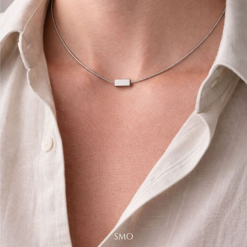 SMO | สร้อยคอสแตนเลส จี้สี่เหลี่ยม สไตล์มินิมอล Minimal สร้อยคอผู้ชาย สร้อยคอผู้หญิง Everyday Style