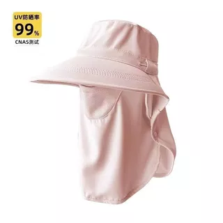 หมวกกันแดดป้องกันรังสียูวี UPF50+ พร้อมที่บังคอและใบหน้าในตัว และที่บังหน้าแบบถอดได้ ป้องกัน 360 องศา