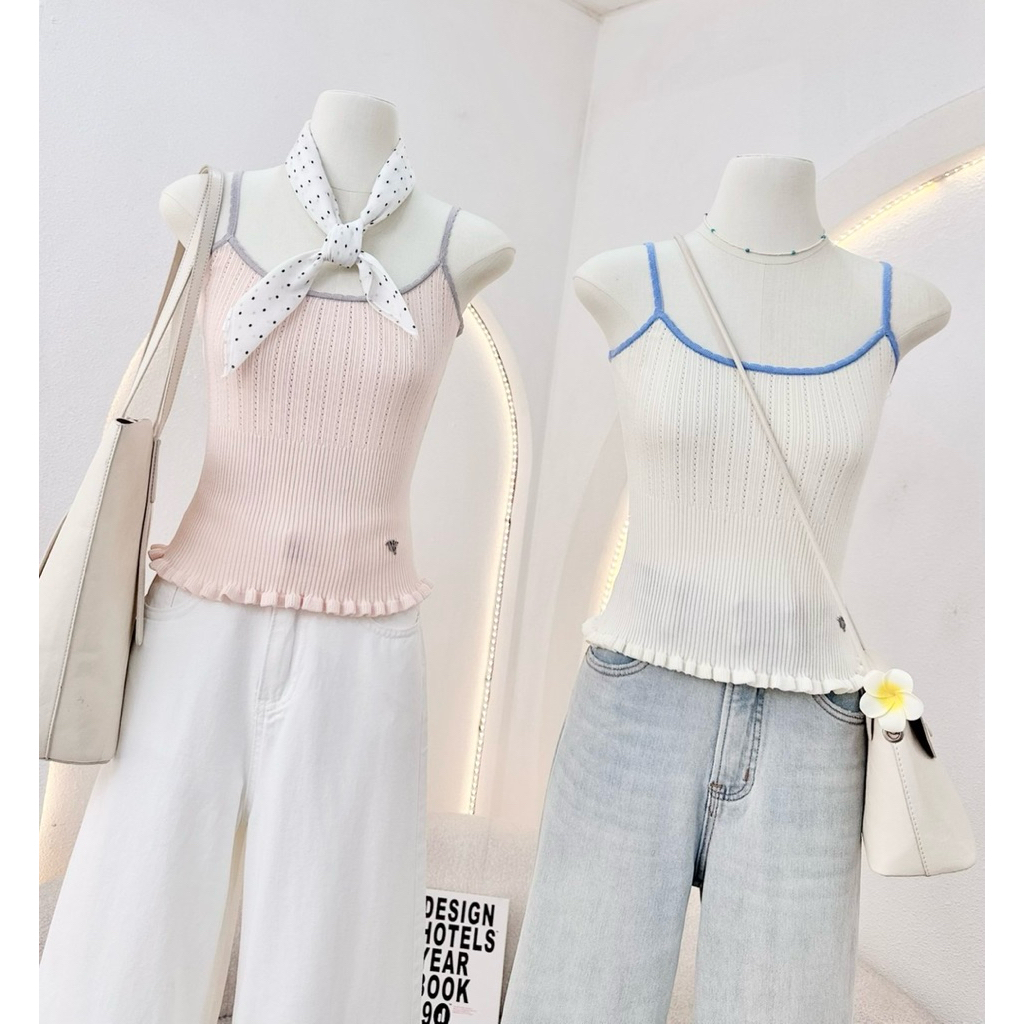 WA YA เสื้อสายเดี่ยวชายระบาย