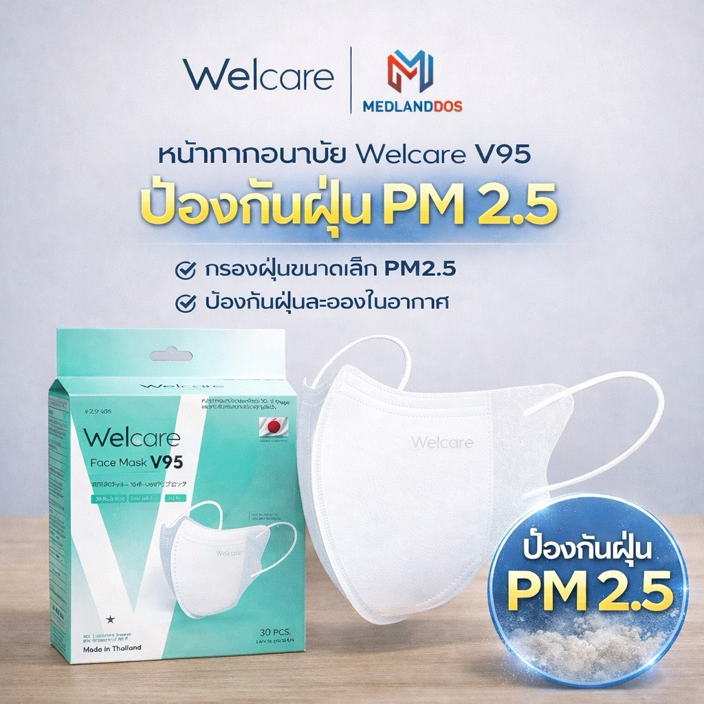 สินค้าใหม่! Welcare Face Mask V95 หน้ากากกรองฝุ่นเวลแคร์ รุ่น V95 (30 ชิ้น/กล่อง)