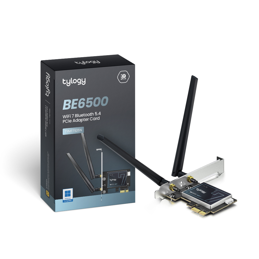 Tylogy การ์ดไวไฟ WiFi 7 BE6500 PCIe Network Adapter Card รองรับ Bluetooth 5.4 ตัวรับสัญญาณไวไฟสำหรับ