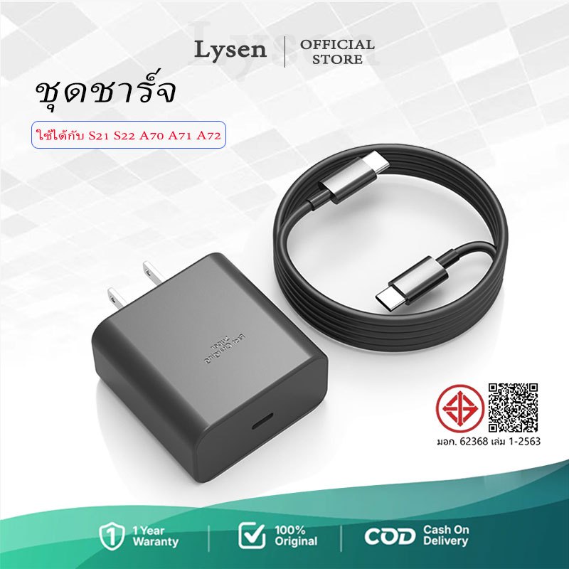 ชาร์จเร็วสุด ชุดชาร์จ PD25W 45W หัวชาร์จเร็วซัมซุงของ Type C to C Fast Charger (หัวชาร์จ + สายชาร์จ)