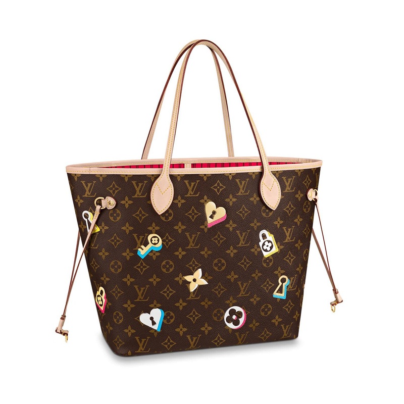 กระเป๋าถือ LV M44364 NEVERFULL ขนาดกลาง มือสอง รุ่น Love Locks 2019 รุ่นลิมิเต็ดเอดิชั่นวันวาเลนไทน์