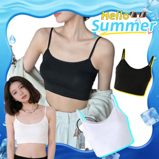 💦 พร้อมส่งจากไทย เสื้อสายเดี่ยว สีพื้น ผ้านิ่มใส่สบาย ทรงครอ…