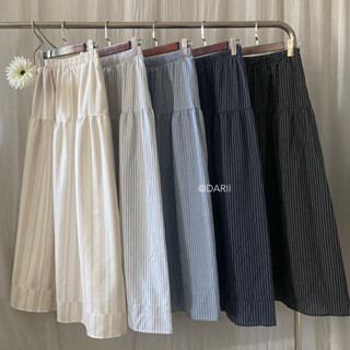 Demi  skirt กระโปรงยาว เอวยืด ผ้าคอตตอน + ผ้าฝ้ายทอ