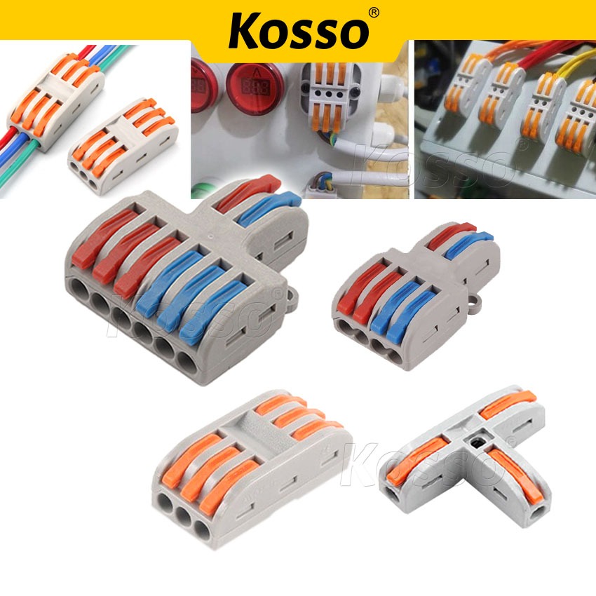 Kosso 5ชิ้น ข้อต่อสายไฟ ใช้เชื่อมต่อสายไฟ  มาตรฐานโรงงาน Connector