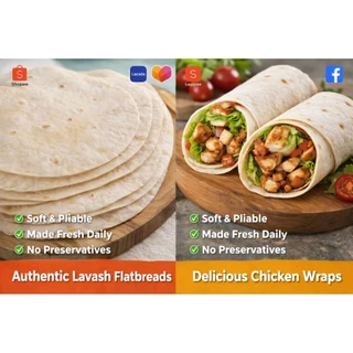 แป้งเคบับ. Kebab bread. Tortilla. Lavaş ekmeği (10 pieces in pack)