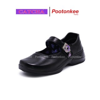 Catcha รองเท้านักเรียนหญิง หนังดำ แคทช่า Size 30-42 ของแท้ สินค้าพร้อมจัดส่ง