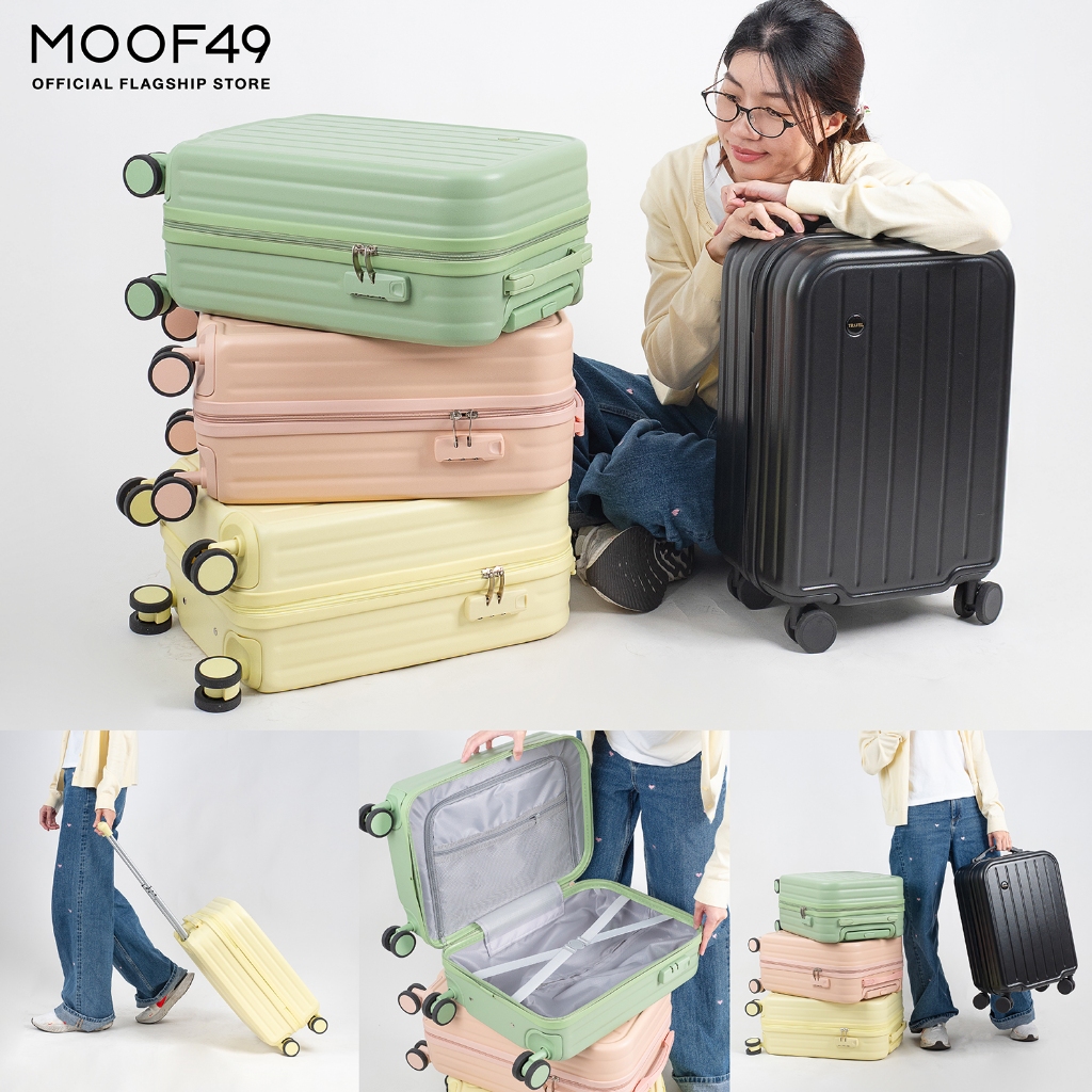 MOOF49 กระเป๋าเดินทางรุ่น Pastel Luggage ขนาด 20" ล้อคู่ 4 ล้อ ถือขึ้นเครื่อง Carry-On **รับประกัน 1 ปี**