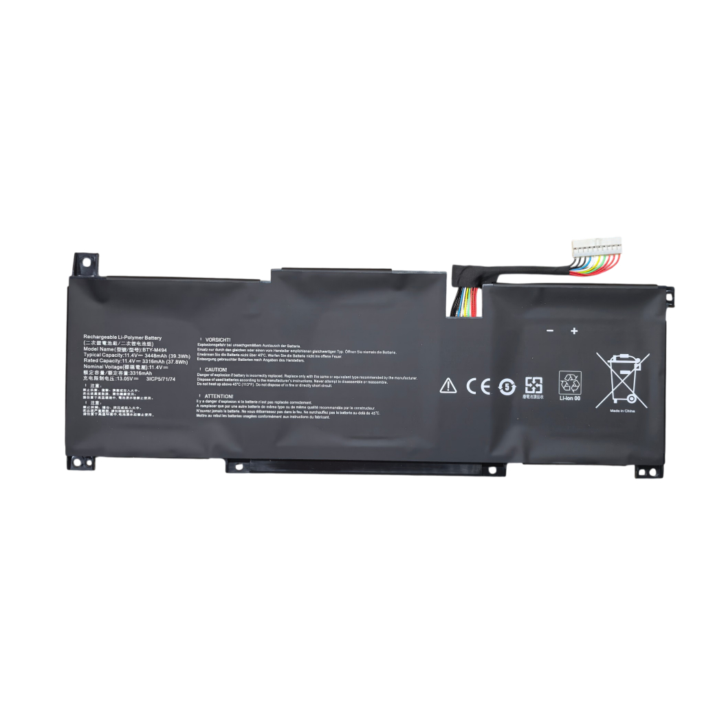 B173 🔋 แบตเตอรี่ MSI Modern 14 C11M C12M C13M C5M C7M Modern 15 B12M B13M (BTY-M494) 39.3Wh ขั้วสีขา
