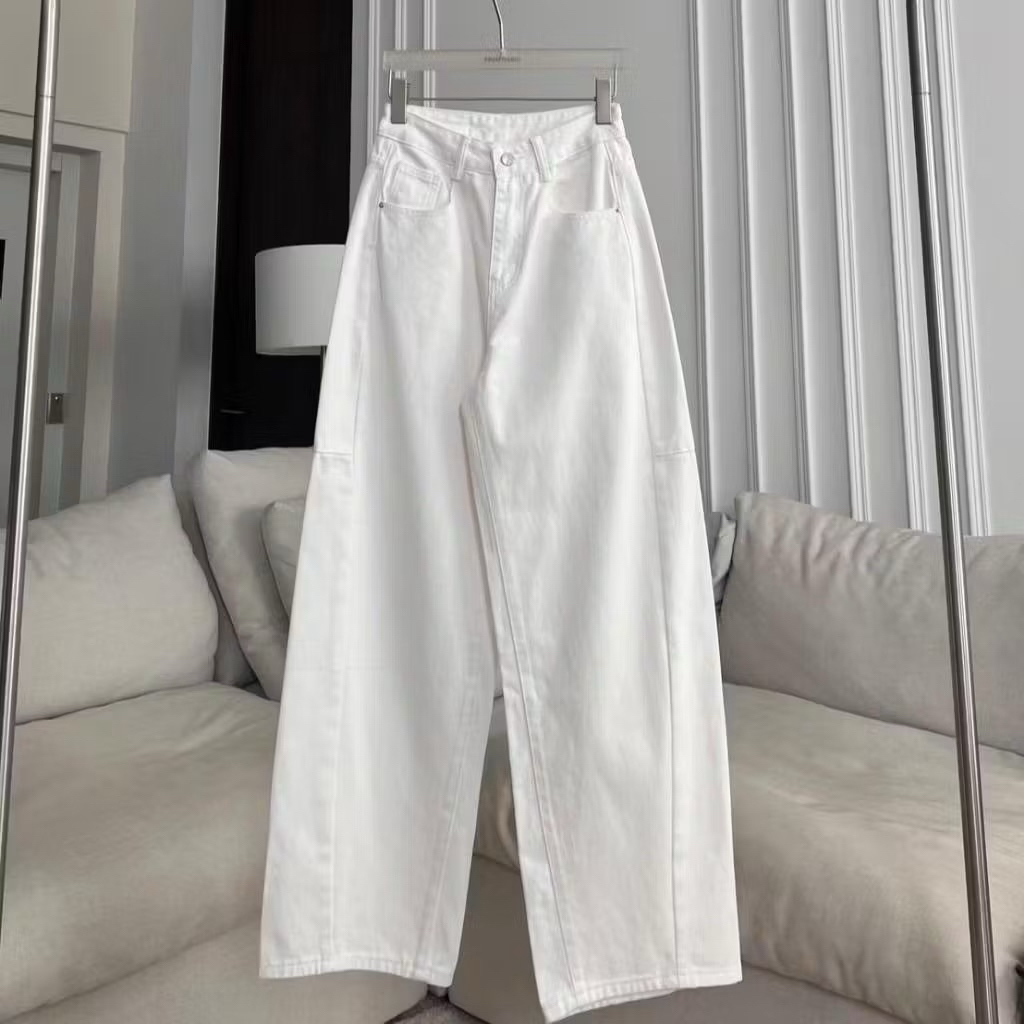 กางเกงยีนส์ PROMTHONG  Luna Barrel High-rise เอวสูงทรง Curved