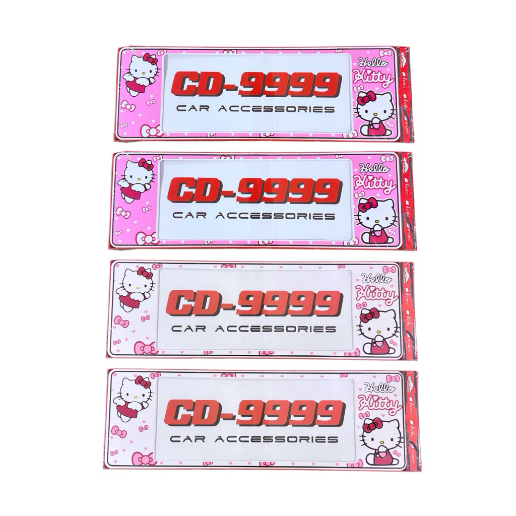 กรอบป้ายทะเบียนรถยนต์ #Kitty #คิตตี้  กันน้ำ100%  (สีขาว-สีชมพู) หน้าหลัง CD-9999