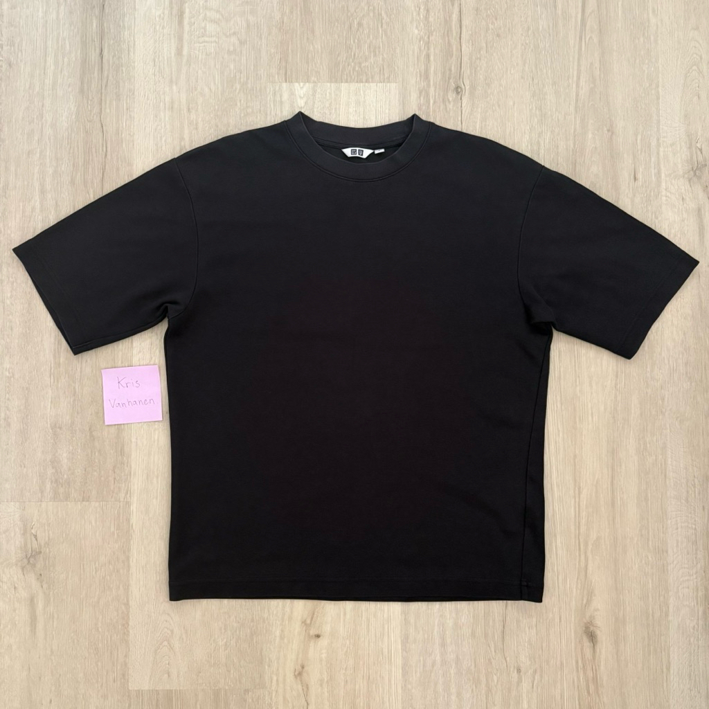 เสื้อยืด Uniqlo U Man Airism Oversized Cotton T-Shirt Black สีดำ ไซส์ M มือสอง