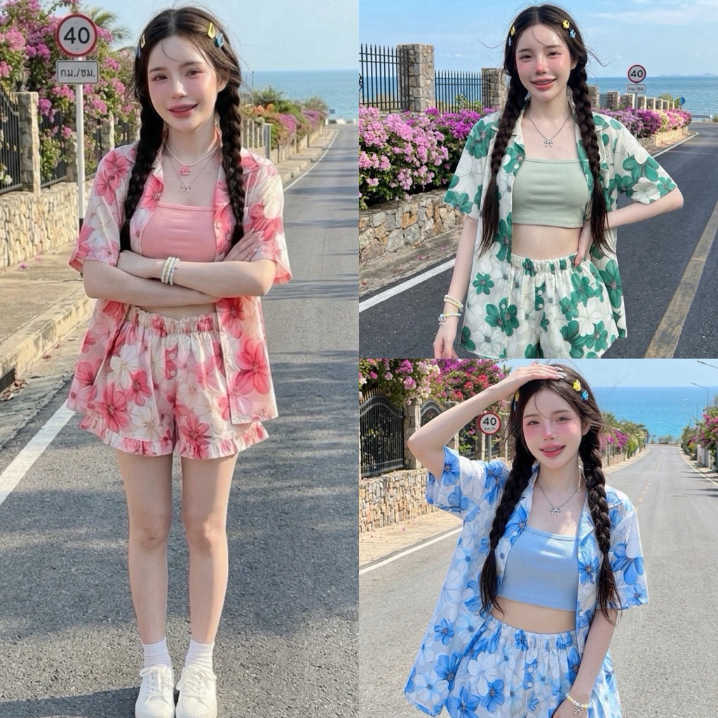 New summer collection💦 Set3ชิ้น งานคอลเลคชั่นใหม่ ใส่ซัมเมอร์ ใส่สงกรานต์ได้ งานตรงปก✅