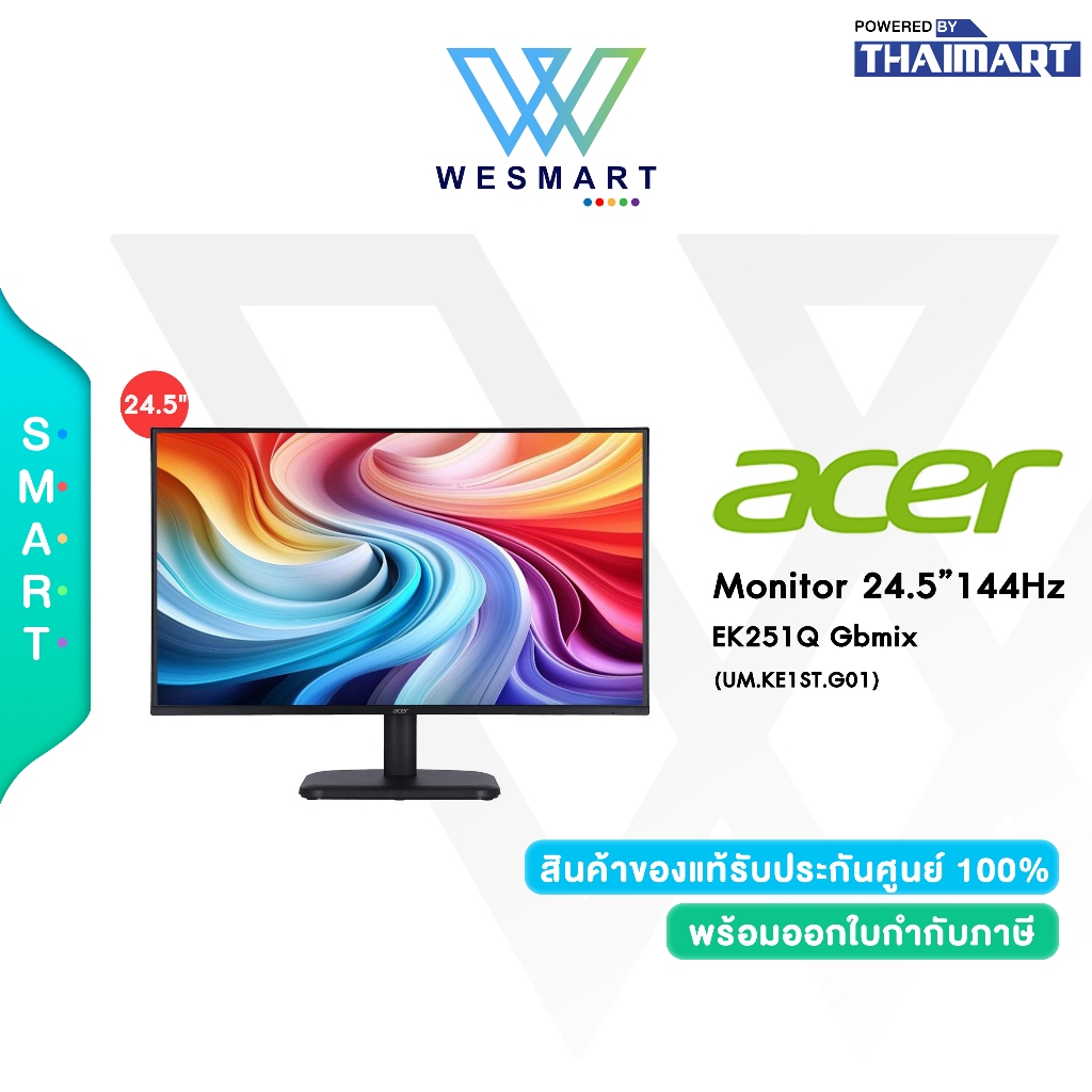 Acer Monitor EK251Q Gbmix (UM.KE1ST.G01) : LED 24.5"Warranty 3 Years Parts & Labor & onsite