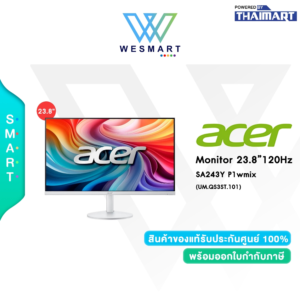 Acer Monitor SA243Y P1wmix (UM.QS3ST.101) : LED 23.8"144Hz/1ms/Warranty 3 Years Parts & Labor & onsi