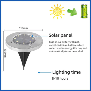 ไฟปักสนาม ไฟฝังพื้น LED แสงวอมเหลืองสว่าง360 องศา โคมไฟตกแต่งสนามหญ้า โคมไฟตกแต่งสนามหญ้า ฝังพื้นโซล่าเซลล์