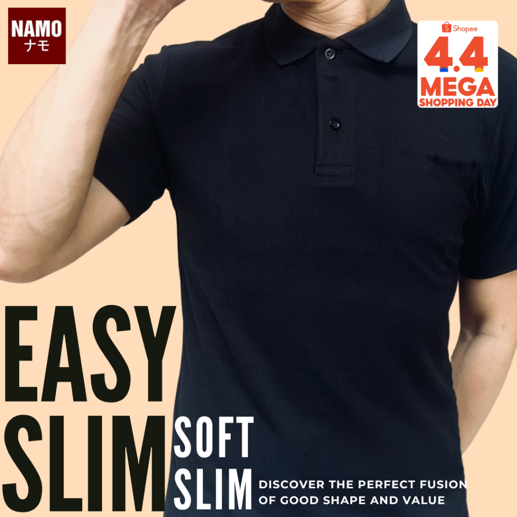 4.4🔥เสื้อโปโล รุ่น EasySlim ชาย หญิง หุ่นดีง่ายๆ ไม่ยับ ไม่ย้วย ไม่ต้องรีด ผ้าSoftTouch ทรงสวย แขนปล่อย เสื้อสีดำ