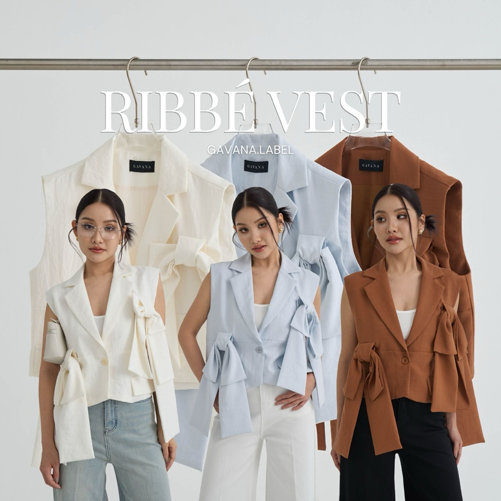 RIBBÉ VEST — เสื้อกั๊กแต่งโบว์ใหญ่ GAVANA#T25575