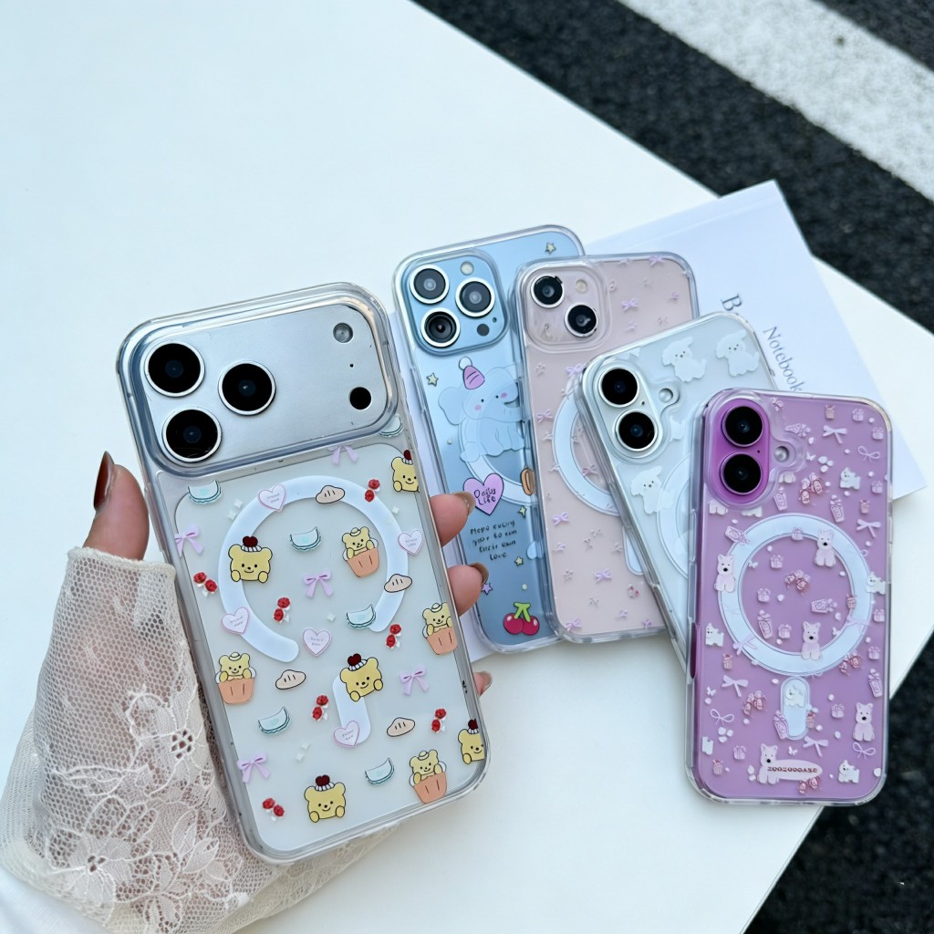 case เคสใสชาร์จได้ ใสชาร์จได้ลายเเมว เคสใสลายการ์ตูน for iPhone 16 15 14 13 12 11 Pro max 16plus 16Promax 17 pro max