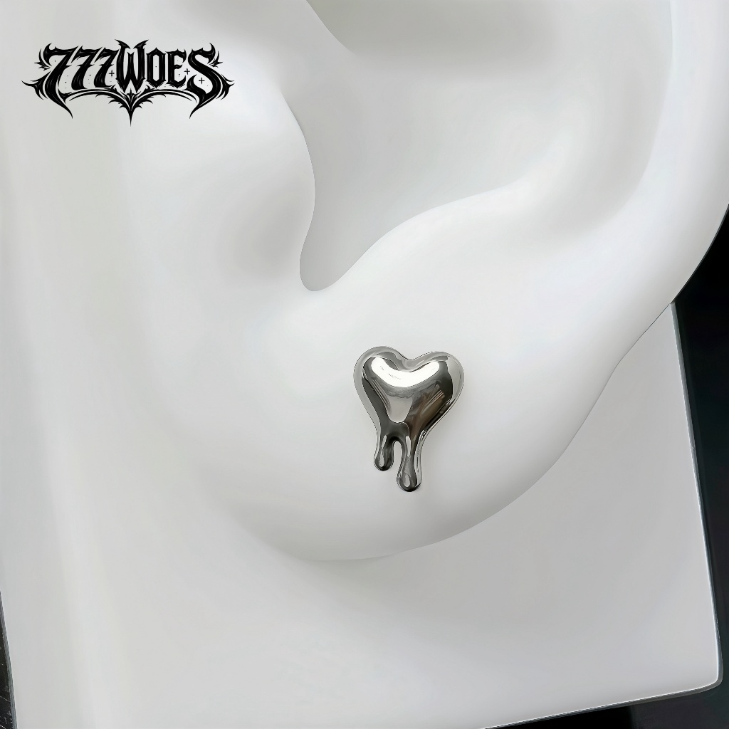 G23เกรดแพทย์ไทเทเนียมรูปหัวใจละลายดีไซน์แฟชั่นต่างหูจิวหูกระดูกอ่อนขัดเงาฐานแบนสีเงินใส่นอนได้