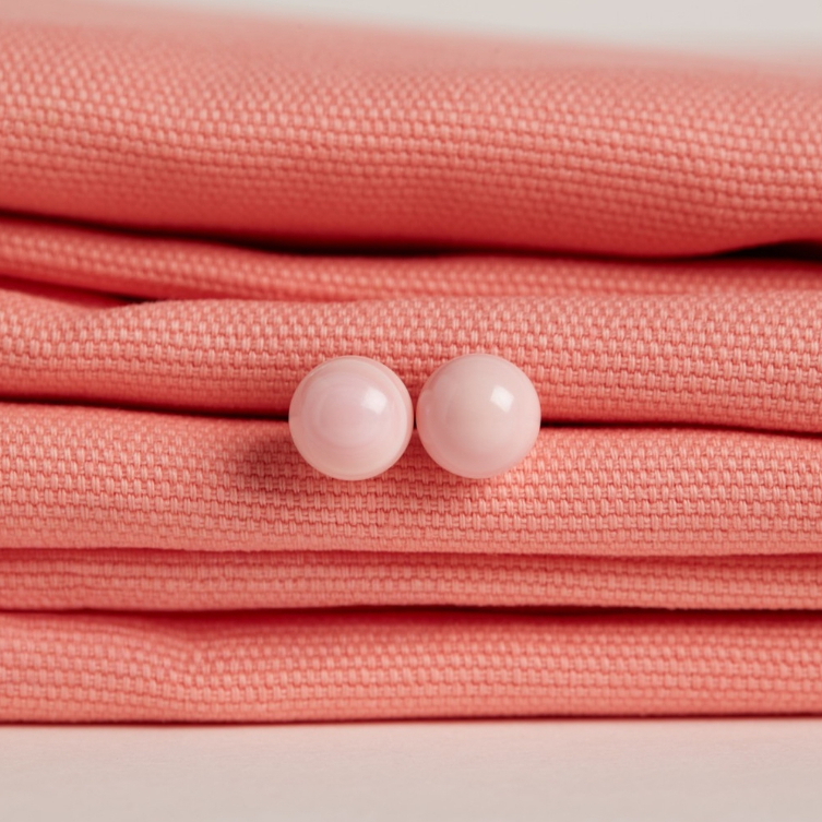 Vetiver.Pearl Pink conch ball earrings