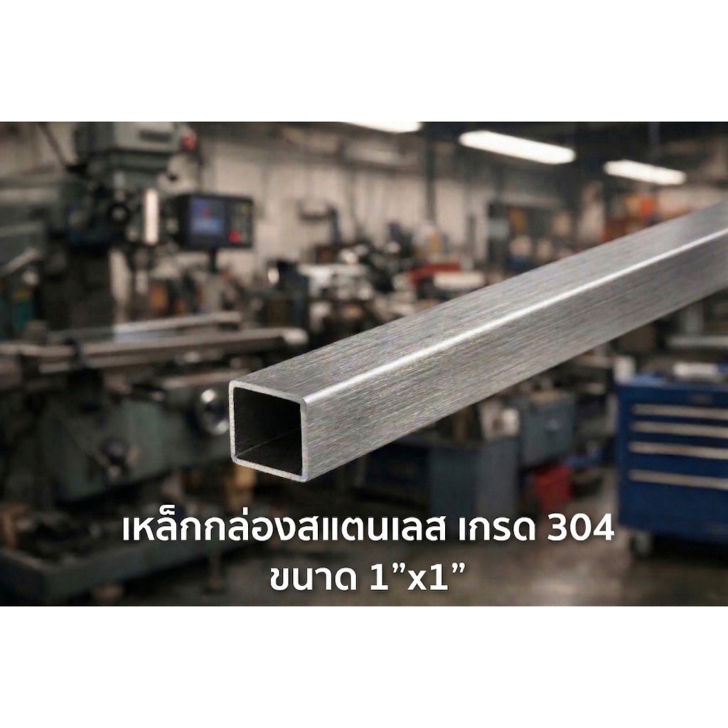 เหล็กกล่องสแตนเลส เกรด 304 ขนาด 1" x 1" หนา 1 มม. ยาว 50-200 cm ป้องกันสนิม ทนทาน