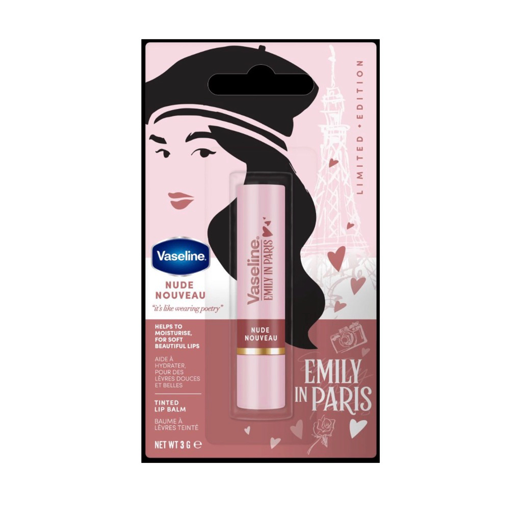 ลิปบาล์มวาสลีนเอมิลี่อินปารีส #นูดนูโว #รูจโรมานซ์ 3 กรัม Vaseline Lip Balm Emily In Paris Nude Nouv