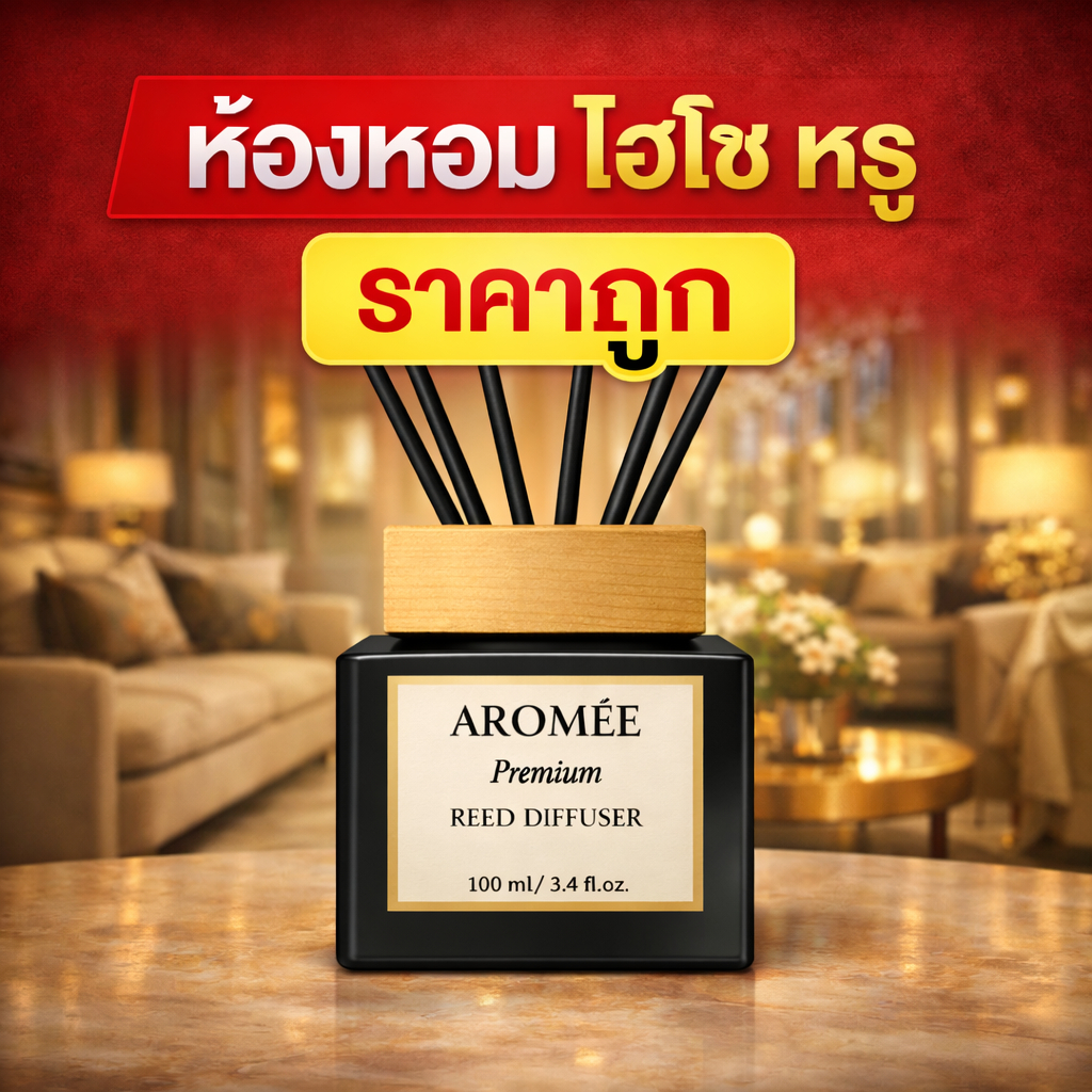 ก้านไม้หอม น้ำหอมปรับอากาศ กลิ่นโรงแรมหรู ผ่อนคลายช่วยนอนหลับ ใช้นาน 2-4 เดือน ไม่ฉุน ไม่เวียนหัว ไม่มีแอลกอฮอล์ AROMEE