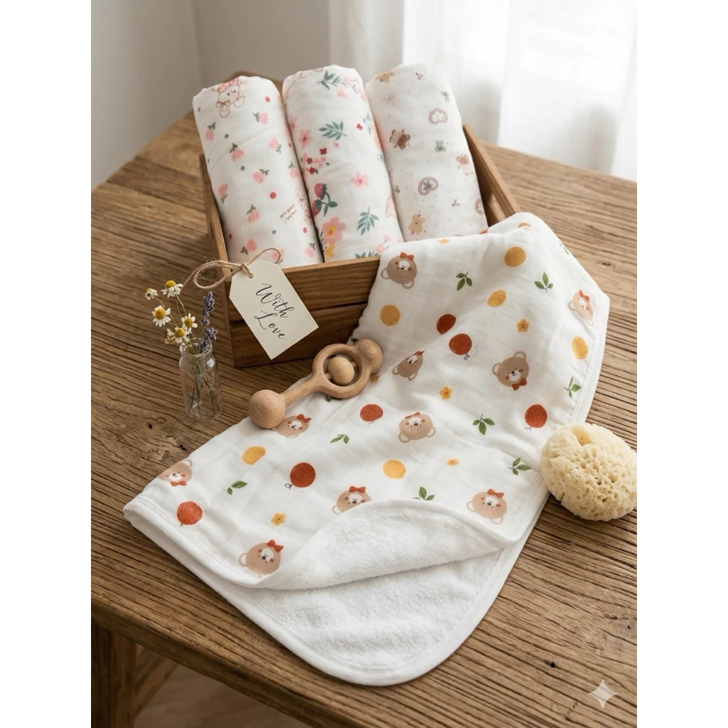 ผ้าเช็ดตัวเยื่อไผ่ ออแกนิค ขนาดโดยประมาณ 50*90cm(ซับน้ำได้ดี)