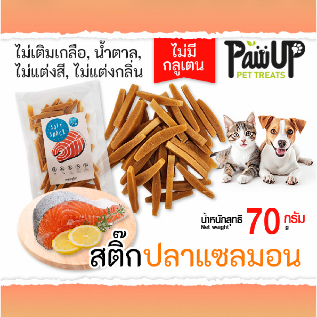 Dog Treats Salmon Stick 70g ขนมสุนัขสติ๊กปลาแซลมอน โปรตีนสูง มีโอเมก้า3,6