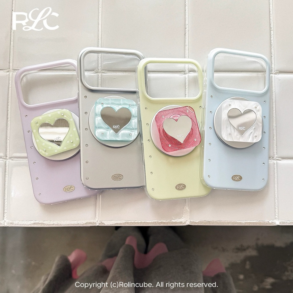 Rolincube Heart Mirror Grip iPhone Caseเคสมือถือสีพาสเทลจากแบรนด์ Rolincube