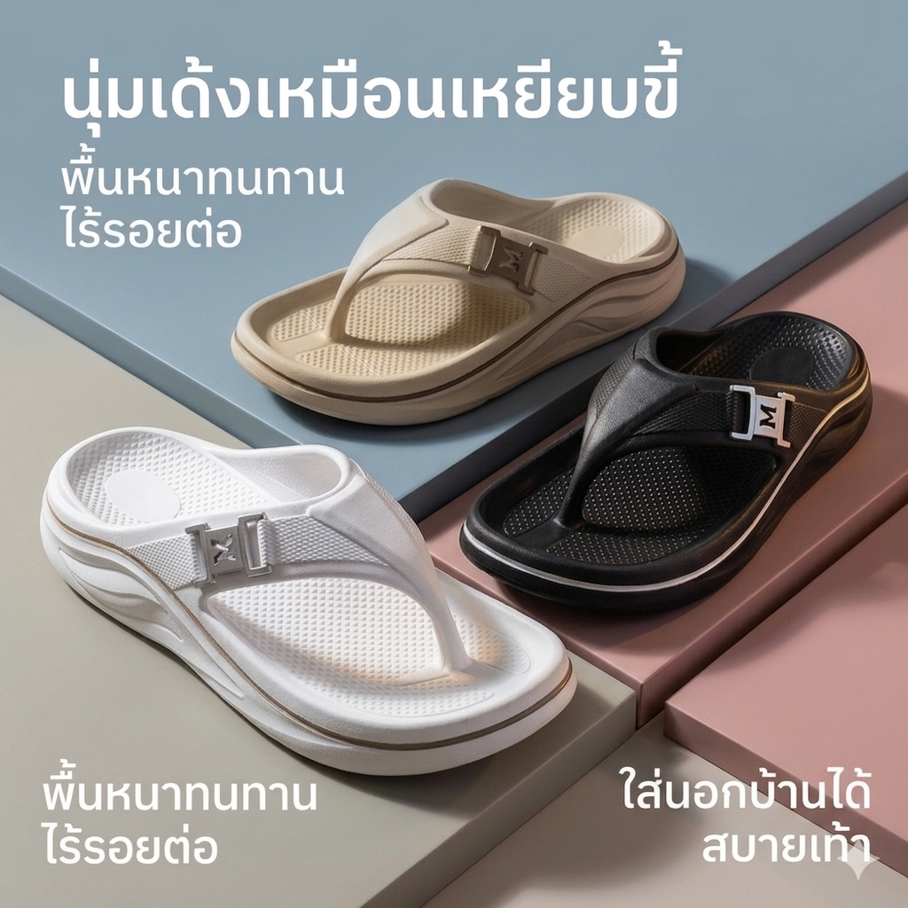 รองเท้าแตะผู้ชาย EVA นุ่มพิเศษ ซับแรงกระแทก ใส่ไม่ปวดเท้า