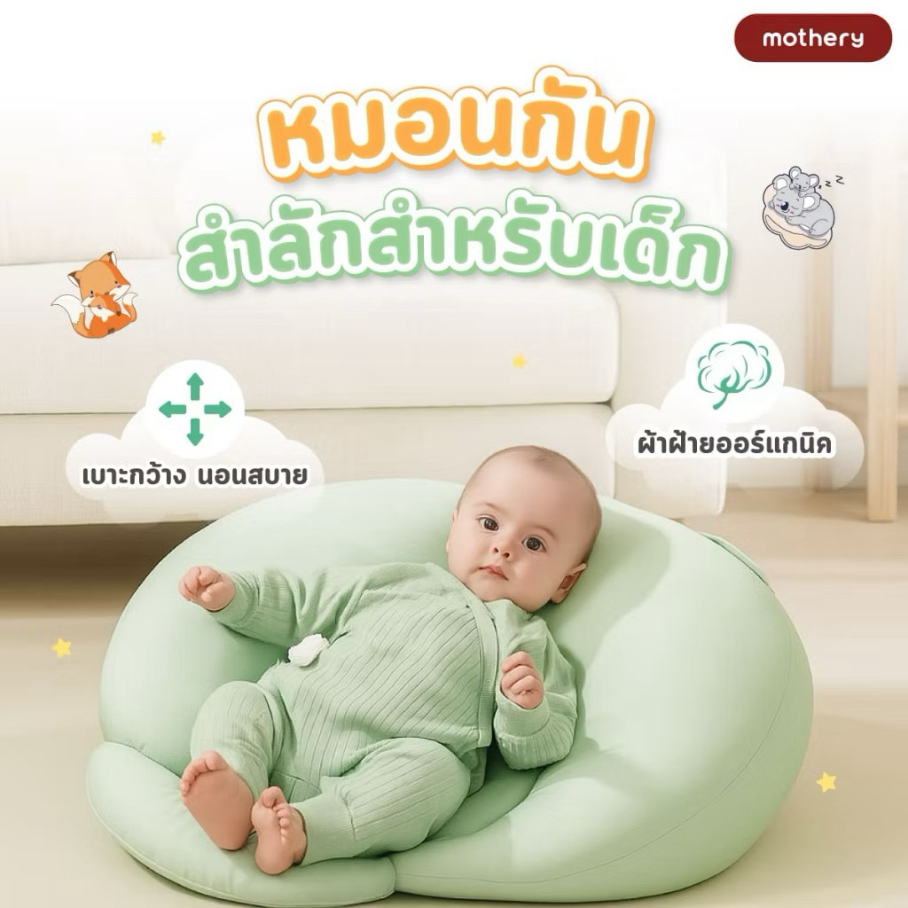 💙 MOTHERY หมอนรองให้นม 2in1 เป็นเบาะกันแหวะนมได้ ออกแบบ 15 องศา
