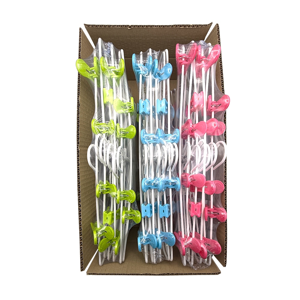 ที่แขวนเสื้อลวดหุ้มพลาสติก Color Kit เคลือบพลาสติก มีหนีบ (ฟ้า เขียว ชมพู) แพค 12 ชิ้น